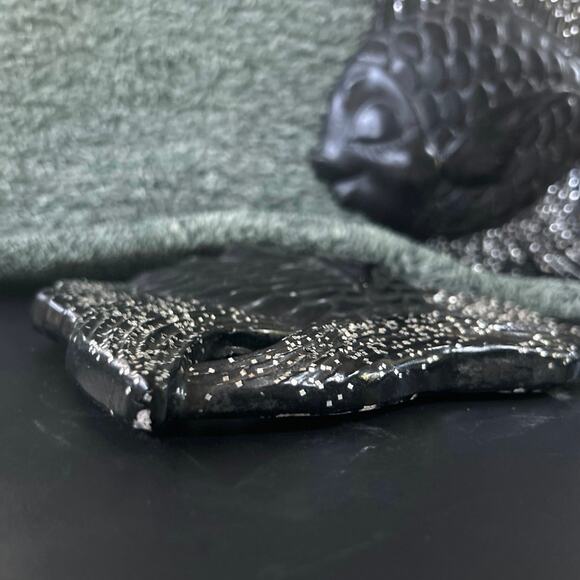 1954 Miller Studios Chalkware Kissing Fish Plaster Black and Sparkly MCM - Picture 14 of 14